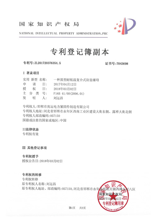 Copy of Patent Register
